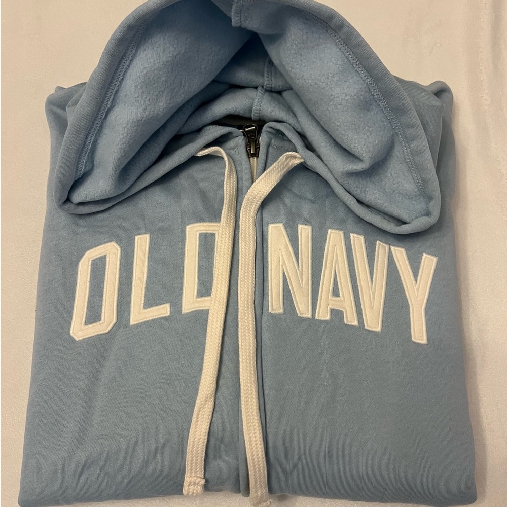 Old Navy Light Blue Hoodie with White Lettering